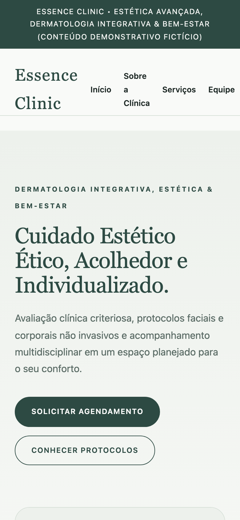 Screenshot Mobile do modelo Essence Clinic