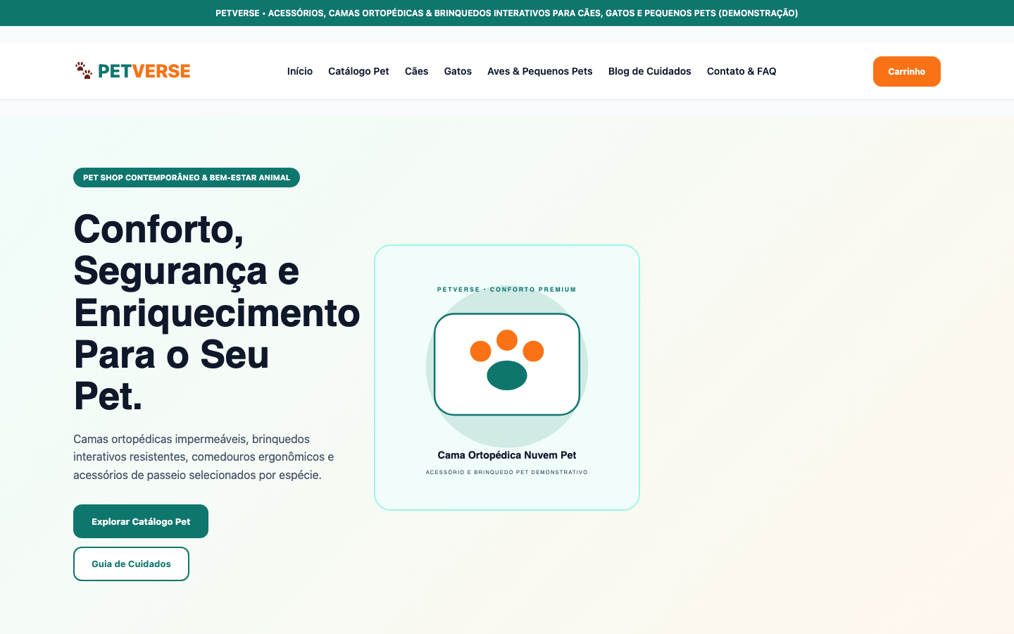 Screenshot Desktop do modelo PetVerse